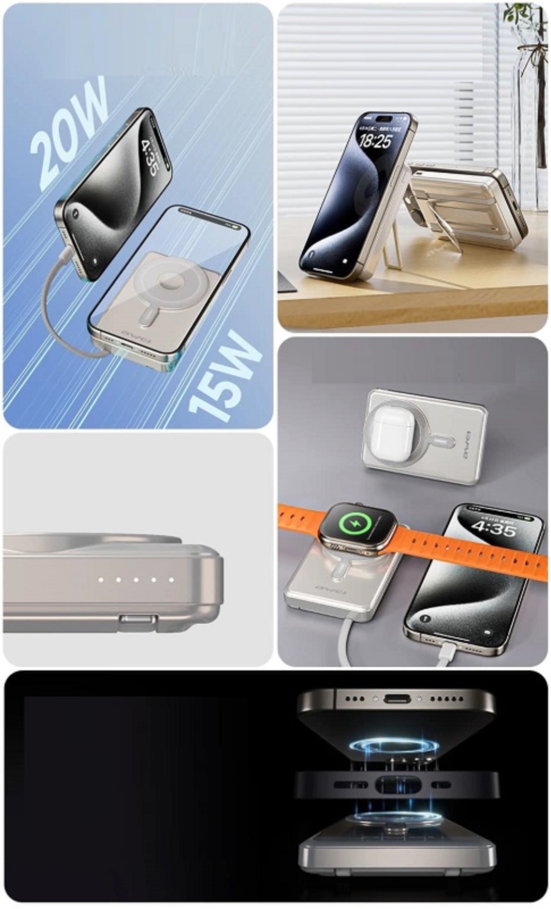 Baterie externa cu incarcare magnetica - P92K - 10.000mah - 20W - AWEI - 014083