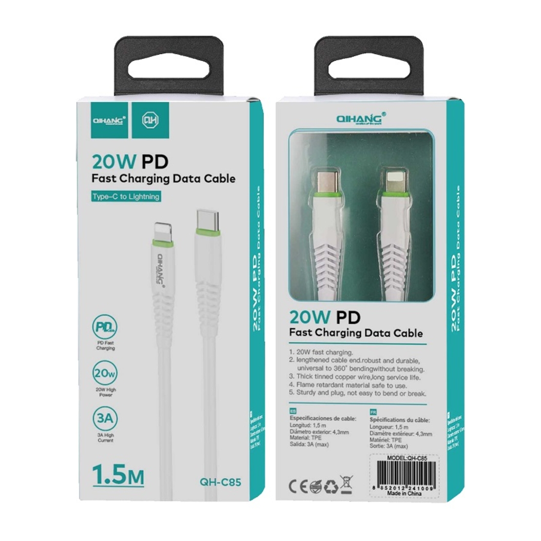 Cablu USB Type-C la Lightning - 1,5 m - C85 - 241009