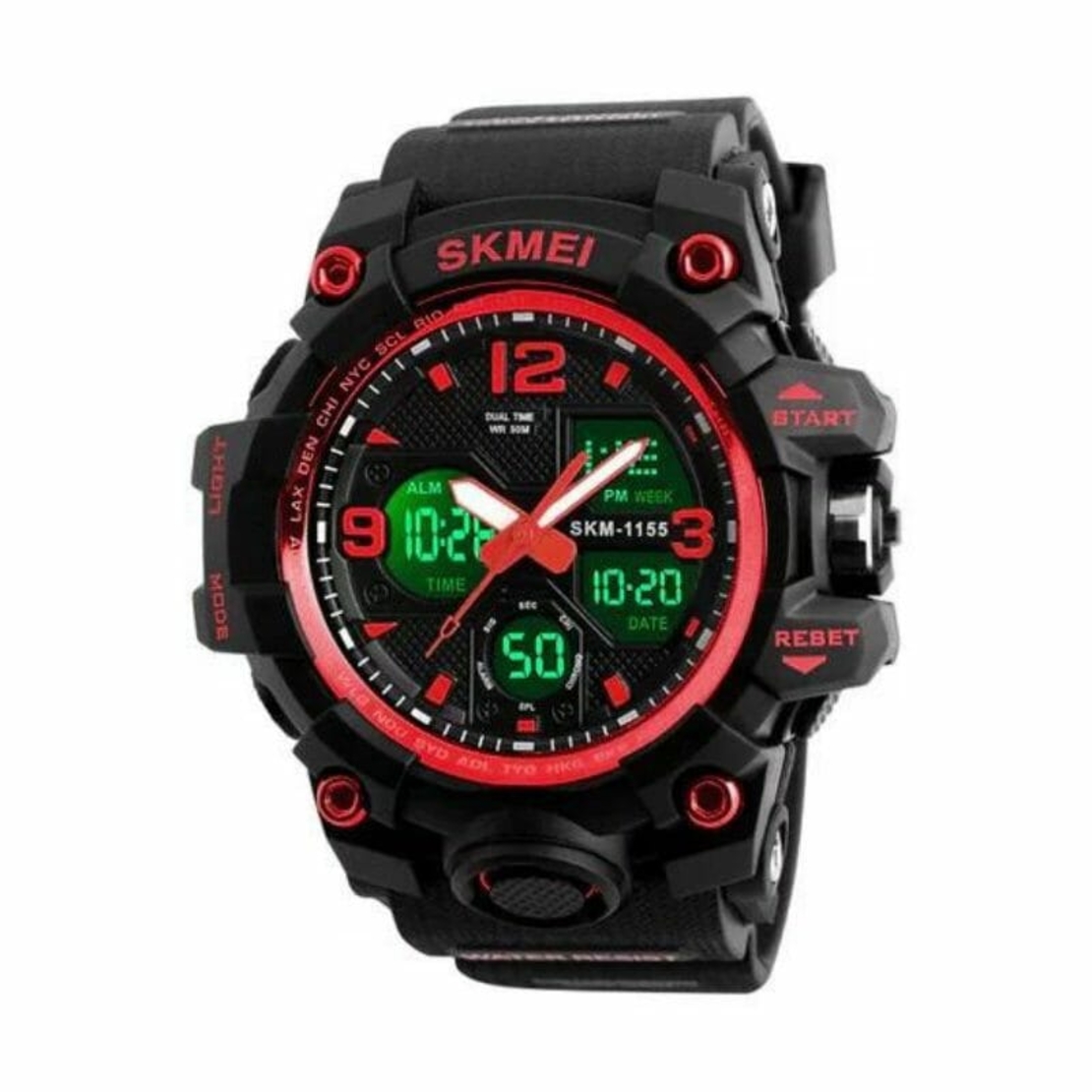 Ceas de mână cu afișaj analog și digital - Skmei - 1155 - 011552 - Negru/Roșu