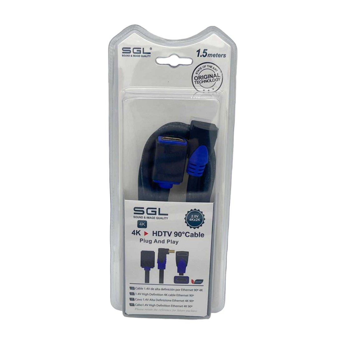 Cablu HDMI cu conector tată și mamă - unghi 90° - 1592FC - 1,5 m - 095240