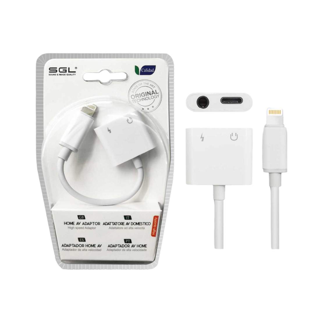 Adaptor pentru iOs 2 în 1 - port jack și încărcare - T58 - 096070
