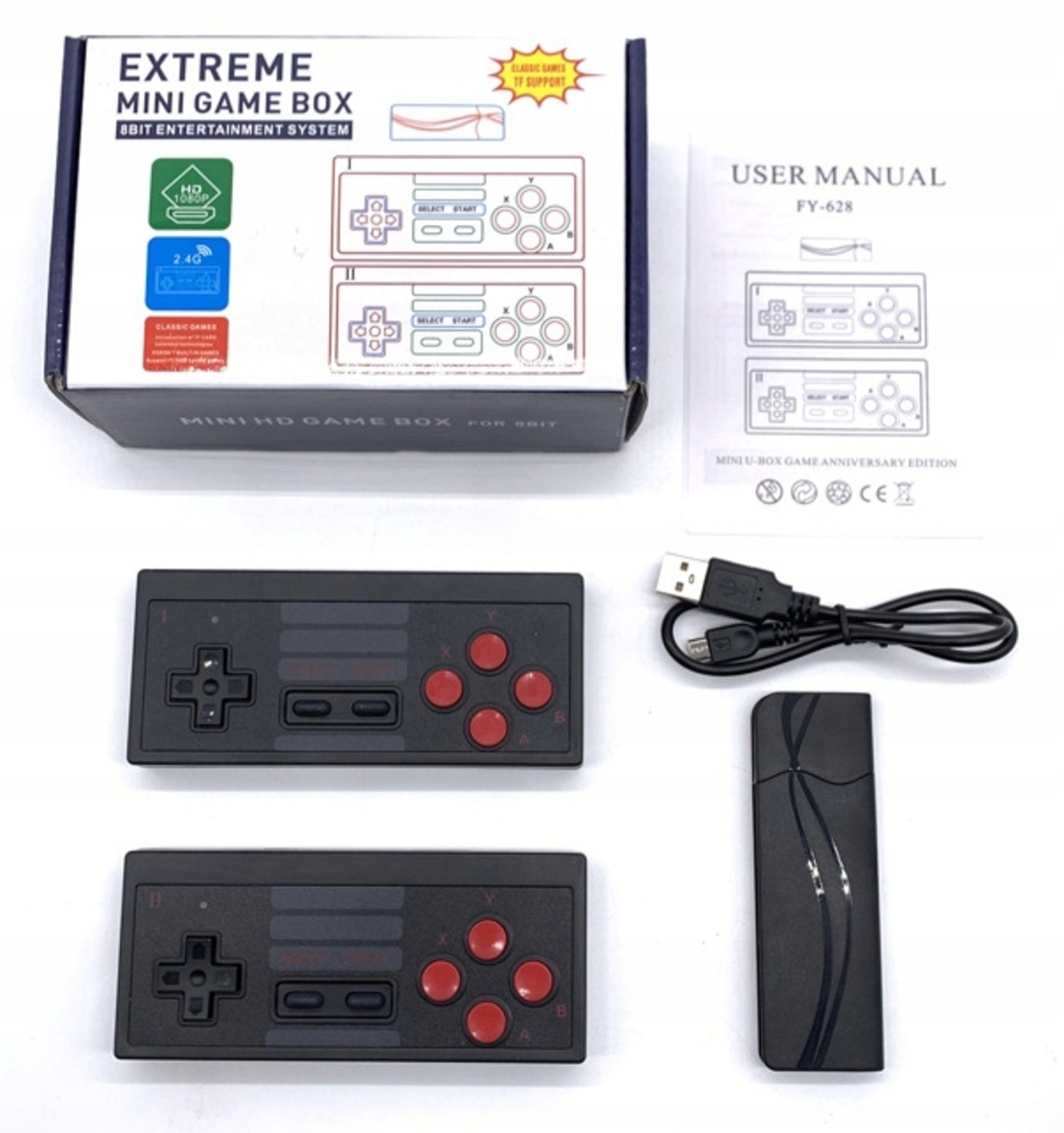 Mini consolă de jocuri fără fir cu 2 controlere - 628 jocuri - HD08-U - 884041