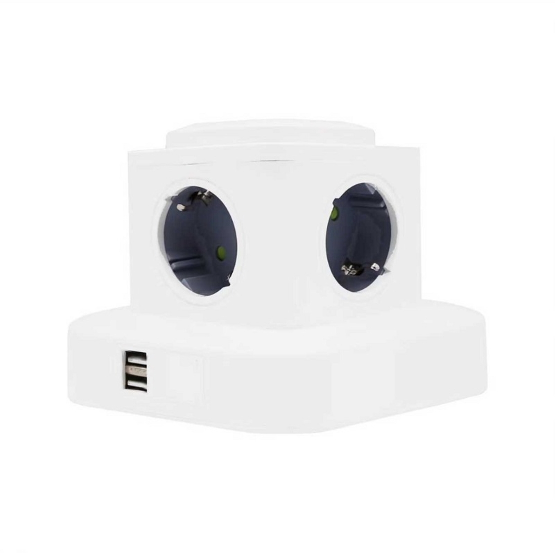 Splitter vertical cu 4 prize - Shuko - 2USB - RC-G4P - 004130
