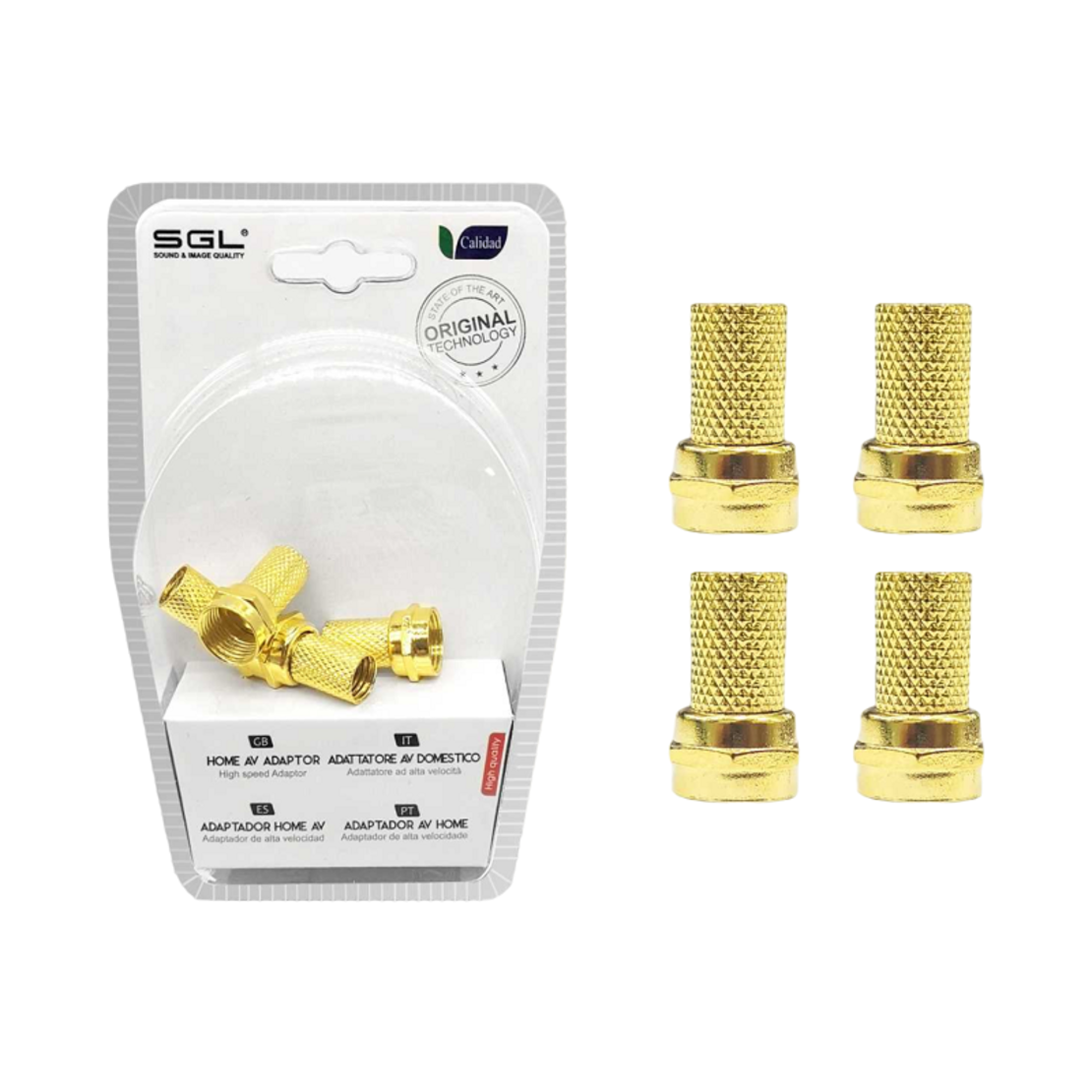Conector pentru antena TV Coaxial tip F - 4 buc. - 1823A - 4 - auriu - 098708