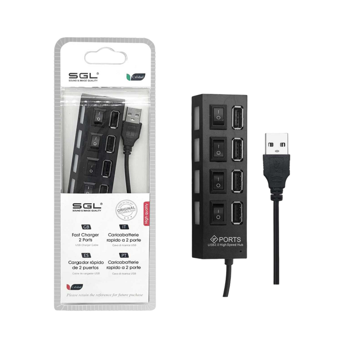 Adaptor hub USB cu 4 porturi și comutatoare - 404p - 45cm - 095943