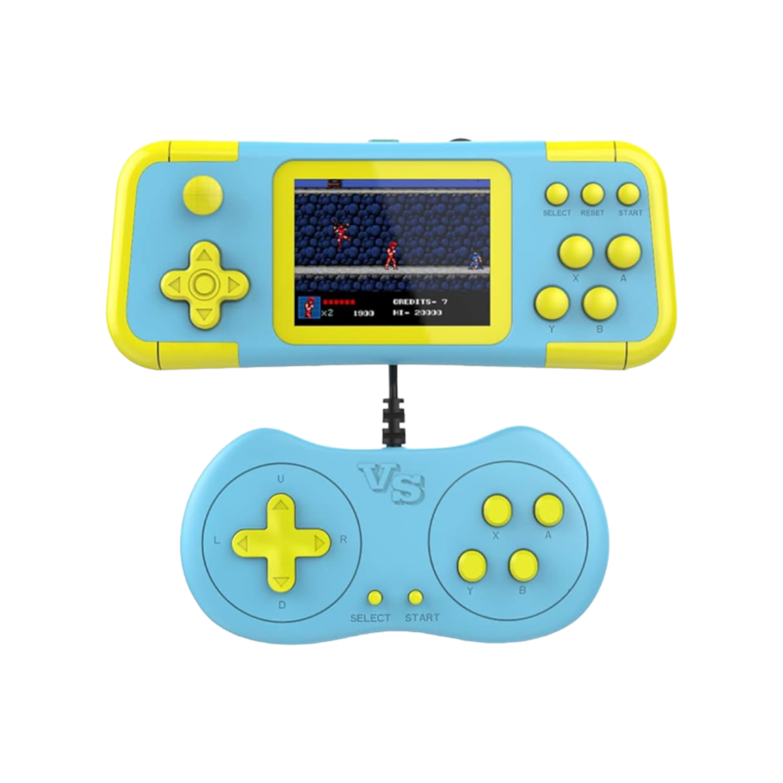 Consola de jocuri portabila cu controler - A12 - 811047 - Albastru/Galben