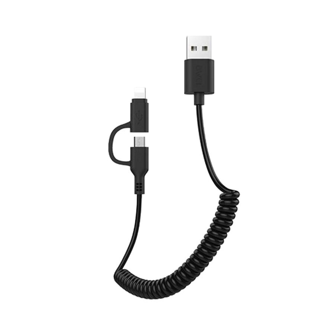 Cablu de incarcare si date 2 in 1 Spiral - Micro USB & Lightning - CL -53 - 1m - AWEI - 888209