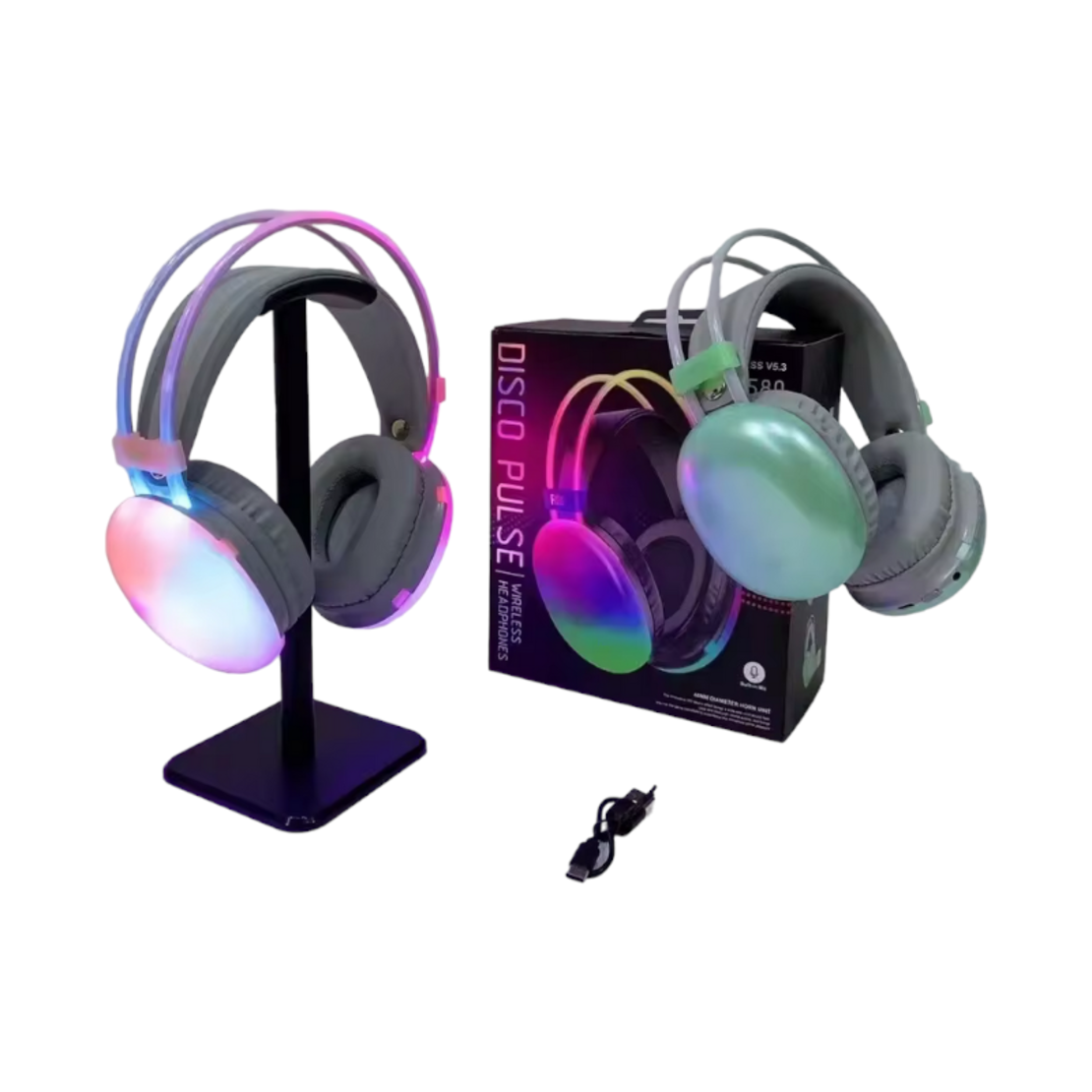 Căști wireless cu iluminare LED colorată - PG580 - 212058 - Verde