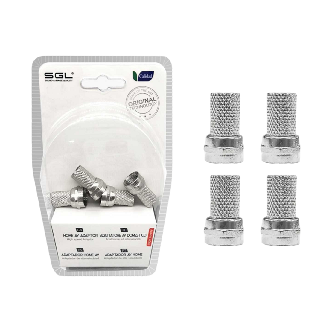 Conector antenă TV Coaxial Tip F - 4BUC - 1823-4 - Argintiu - 098692
