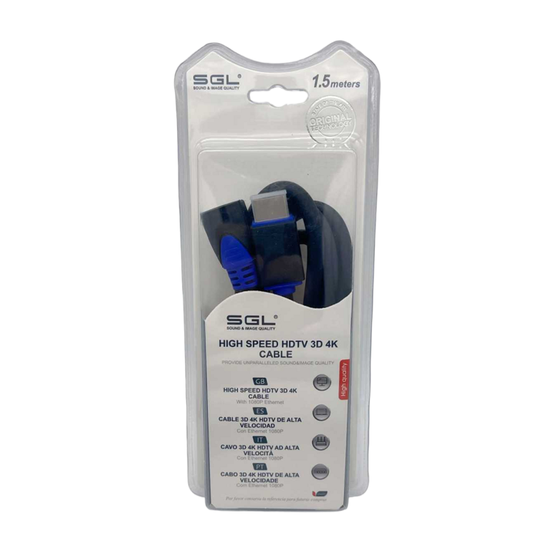 Cablu HDMI cu 2 conectori tată - Înclinat 90° - 1592F - 1,5 m - 095226