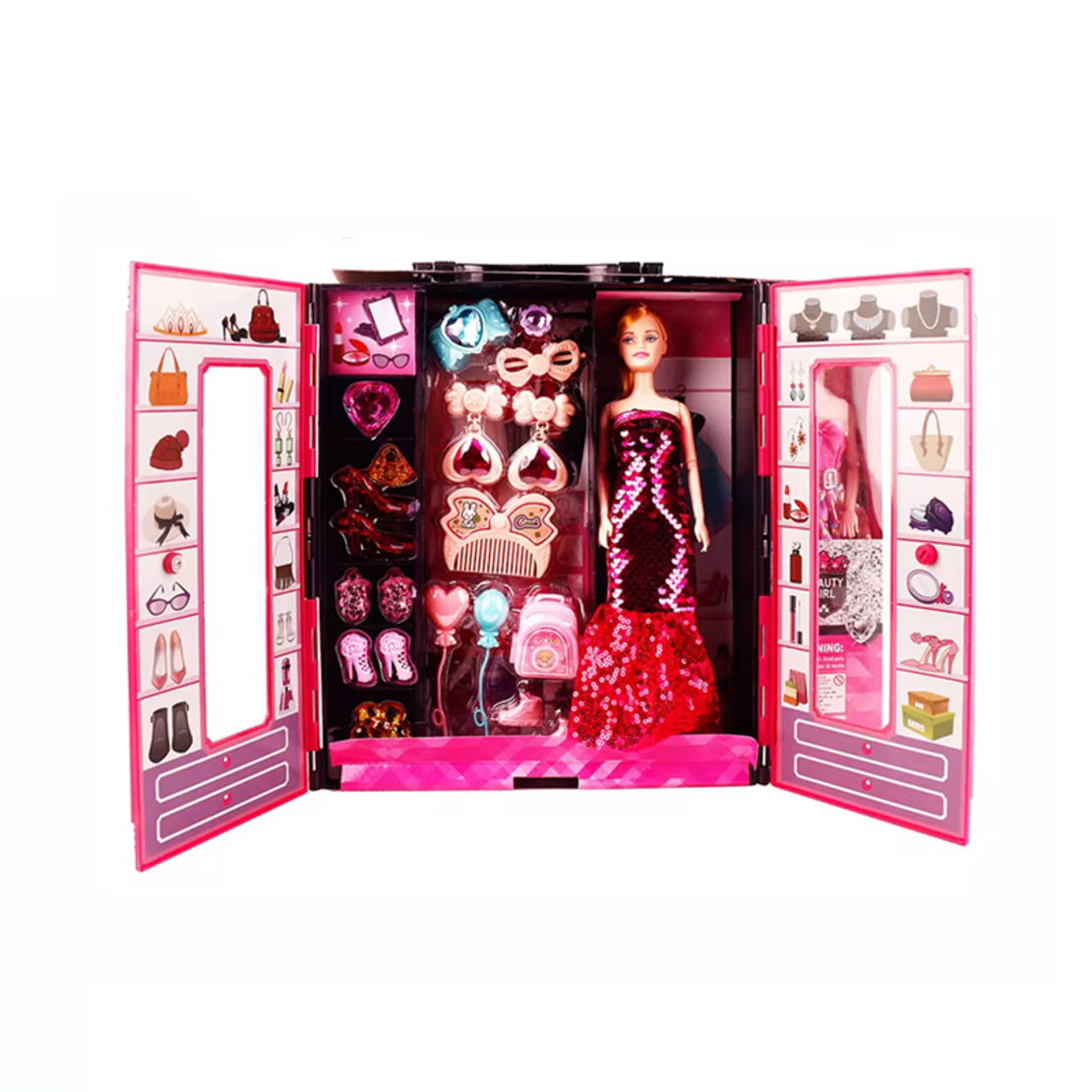 Set cu două păpuși și dulap cu accesorii - DSJ99-12 - 308344