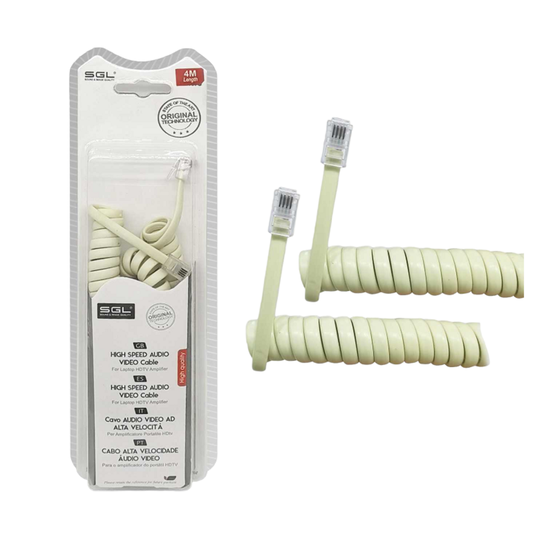 Cablu spiralat pentru receptor telefonic - 4P4C - 4m - 097060
