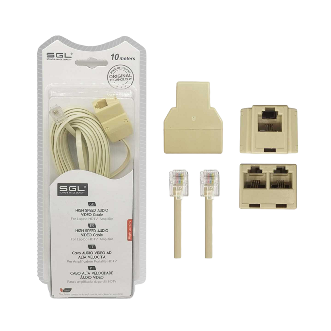 Cablu telefonic cu priza - 6p4c1-2 - 10m - 097084