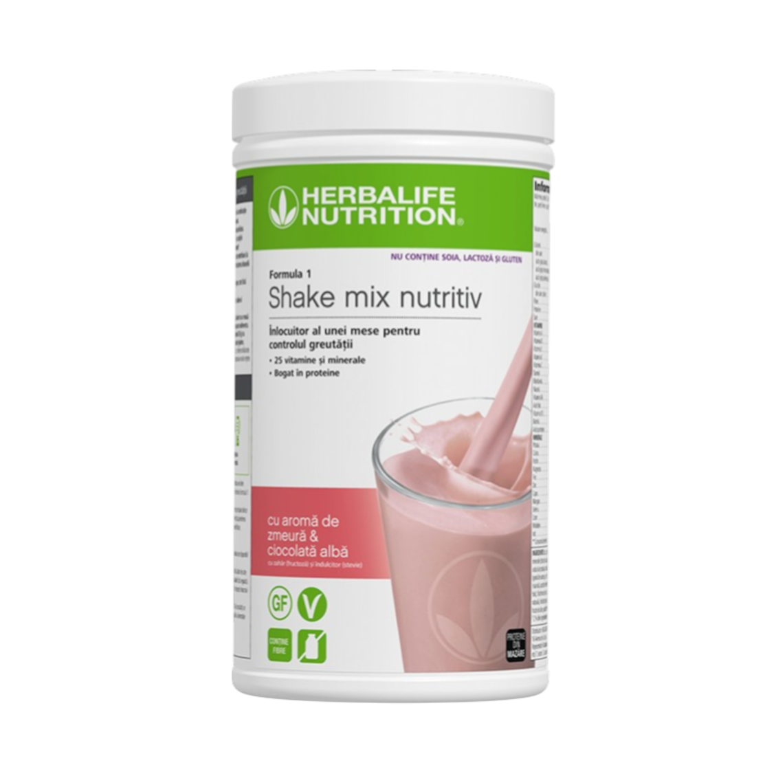 Shake-ul Formula 1 Fără alergeni cu aromă de zmeură și ciocolată albă 500g