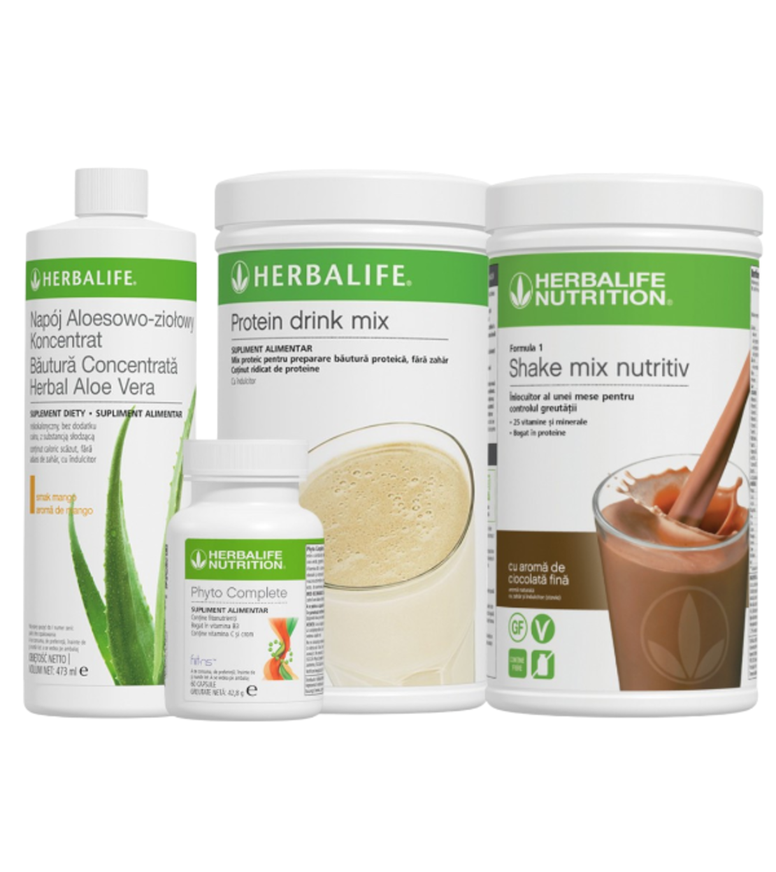 Pachet Nutriție Completă & Energie – Shake F1 (aromă la alegere), Protein Drink Mix, Aloe Vera Mango & Phyto Complete