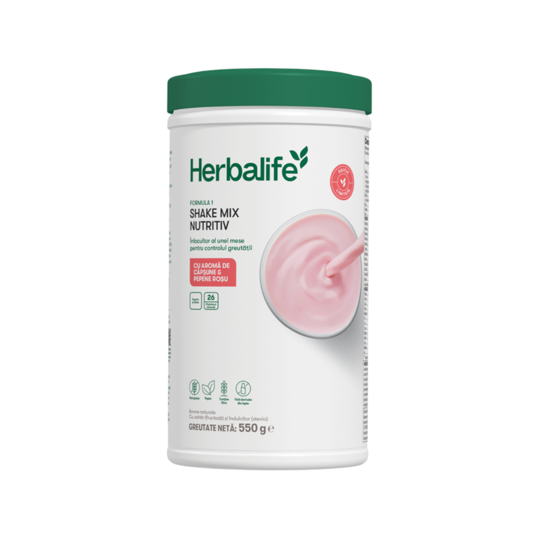 Herbalife Shake Formula 1 Capsune si Pepene Rosu 550g (Editie Limitata)