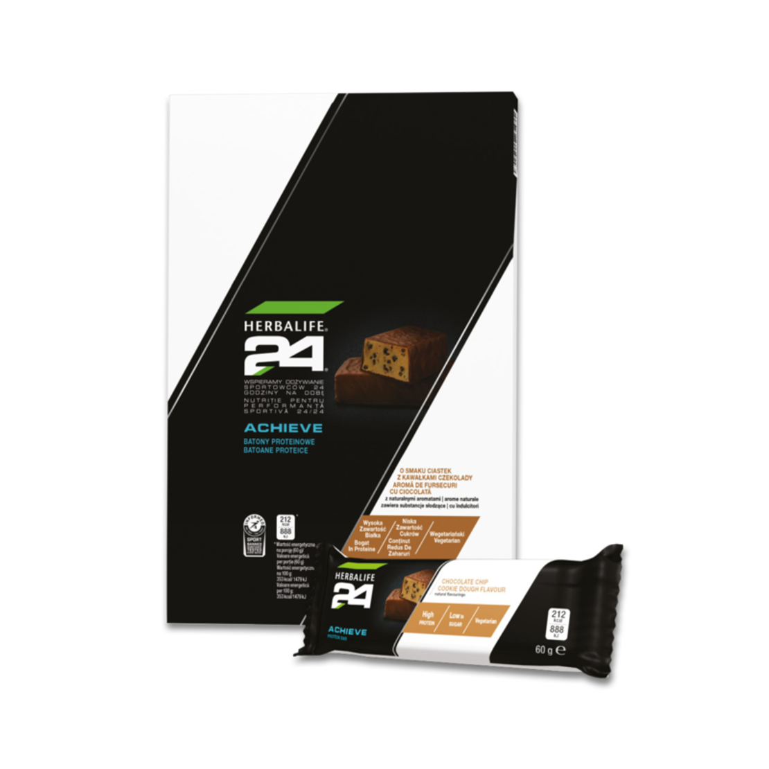 Batoane Proteice Achieve H24 cu aromă de Fursecuri cu Ciocolată 6 batoane x 60gr per cutie