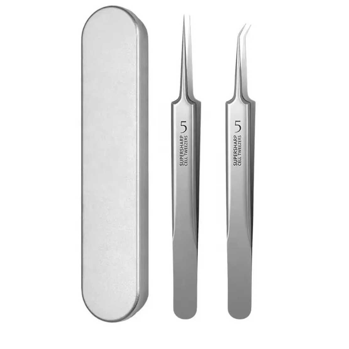 Set 8 pensete pentru extractie puncte negre, comedoane, acnee, ustensile cosmetice din inox, metalic, Neo™ Premium®