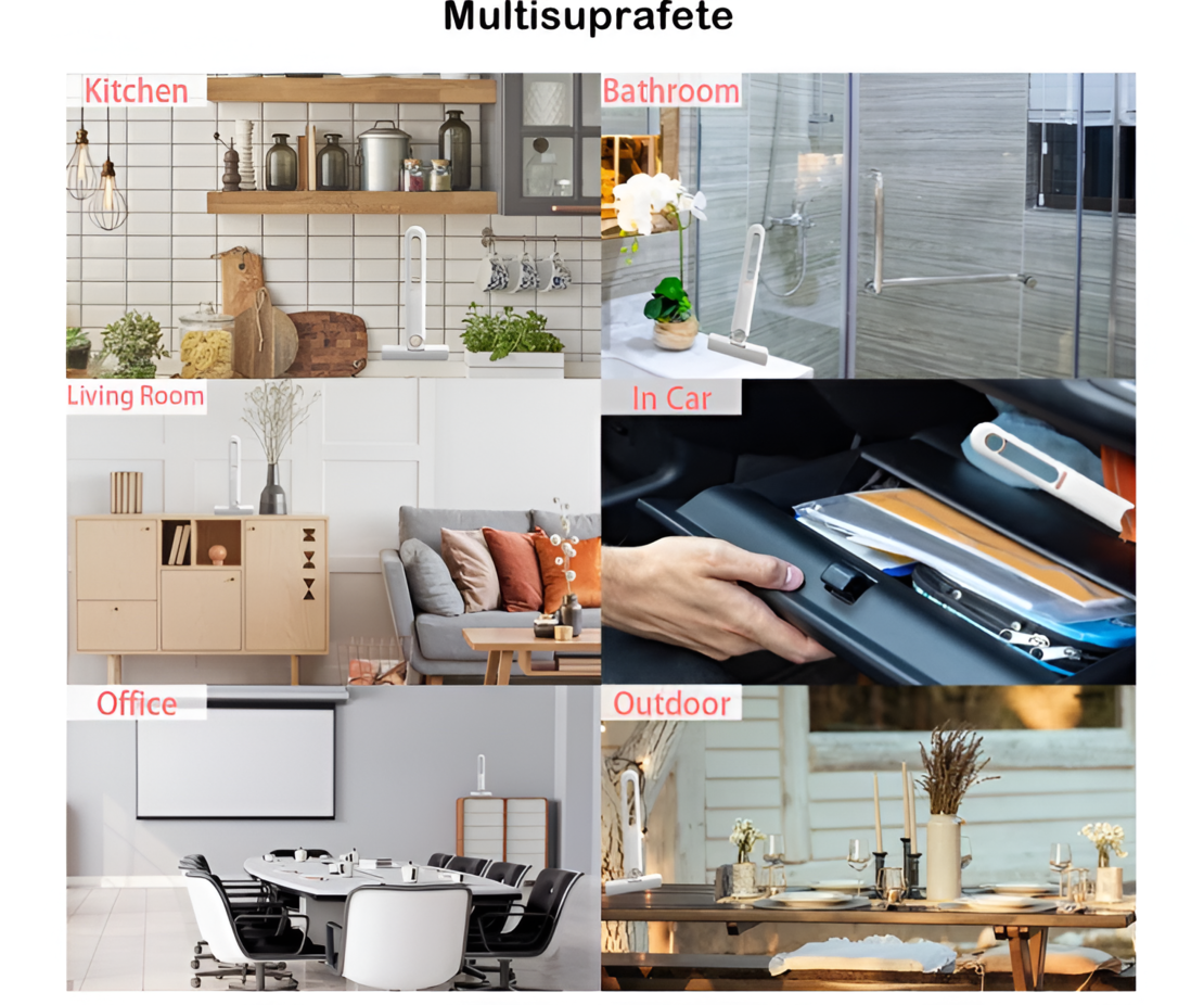 Mop de Mana, Mini-Portabil, cu Sistem de Stoarcere, Burete Absorbant, Multisuprafete si Geamuri, 29.5 x 15.5 cm, Alb, Neo™