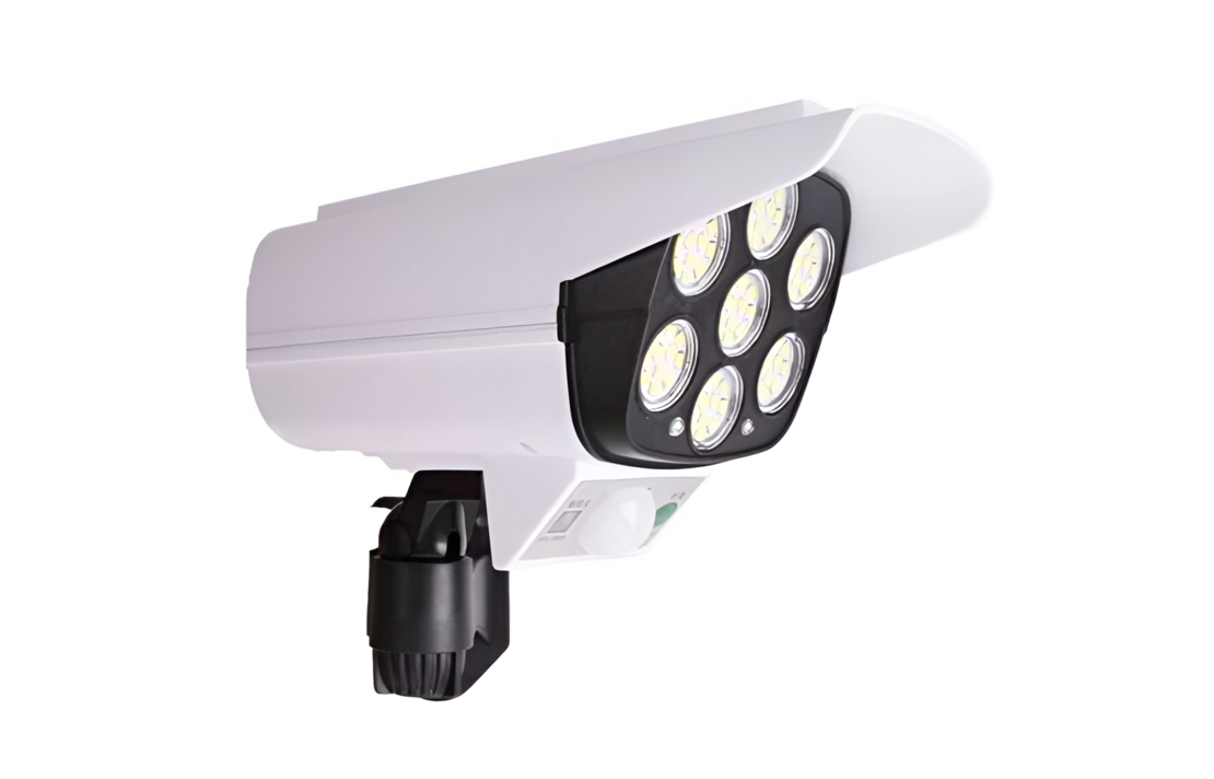 Lampa Solara Tip Camera Falsa 77 LED cu Panou solar, 10 W, Senzor miscare, 1200 mAH, Design Realist, Alb, Neo™