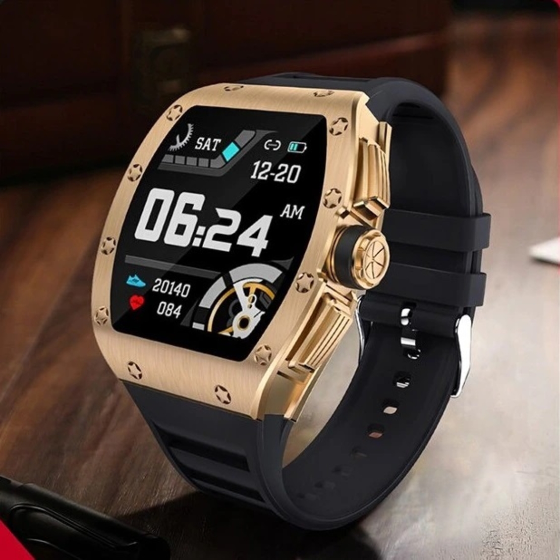 Ceas Smartwatch Neo™ Smart Wear Premium, Auriu, Display IPS, Calorii, Puls, Tensiune Arteriala, Saturatie Oxigen Din Sange, Impermeabil