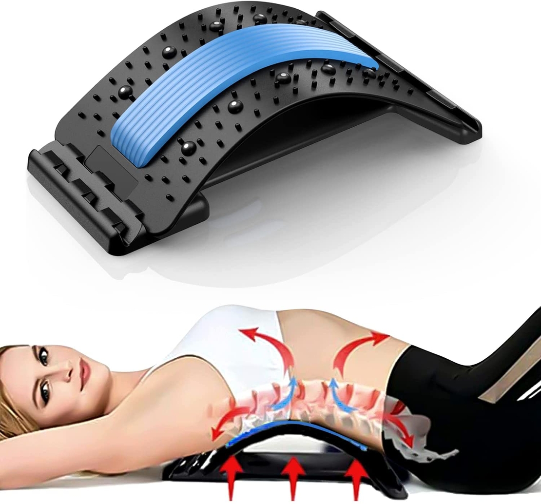 Dispozitiv de Masaj Lombar si Stretching Neo™ cu Functie de Presopunctura si Stretching maxim 150 kg, Albastru