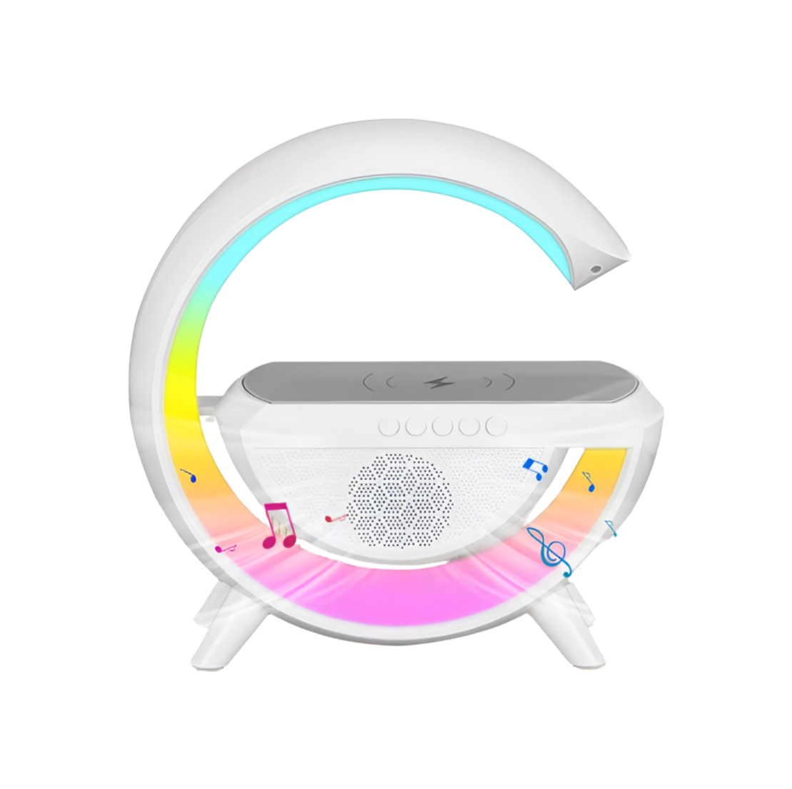 Lampa 3 in 1 RGB Neo™, Fast Charging Wireless, Speaker, Bluetooth, Lumini Ambientale, Alba