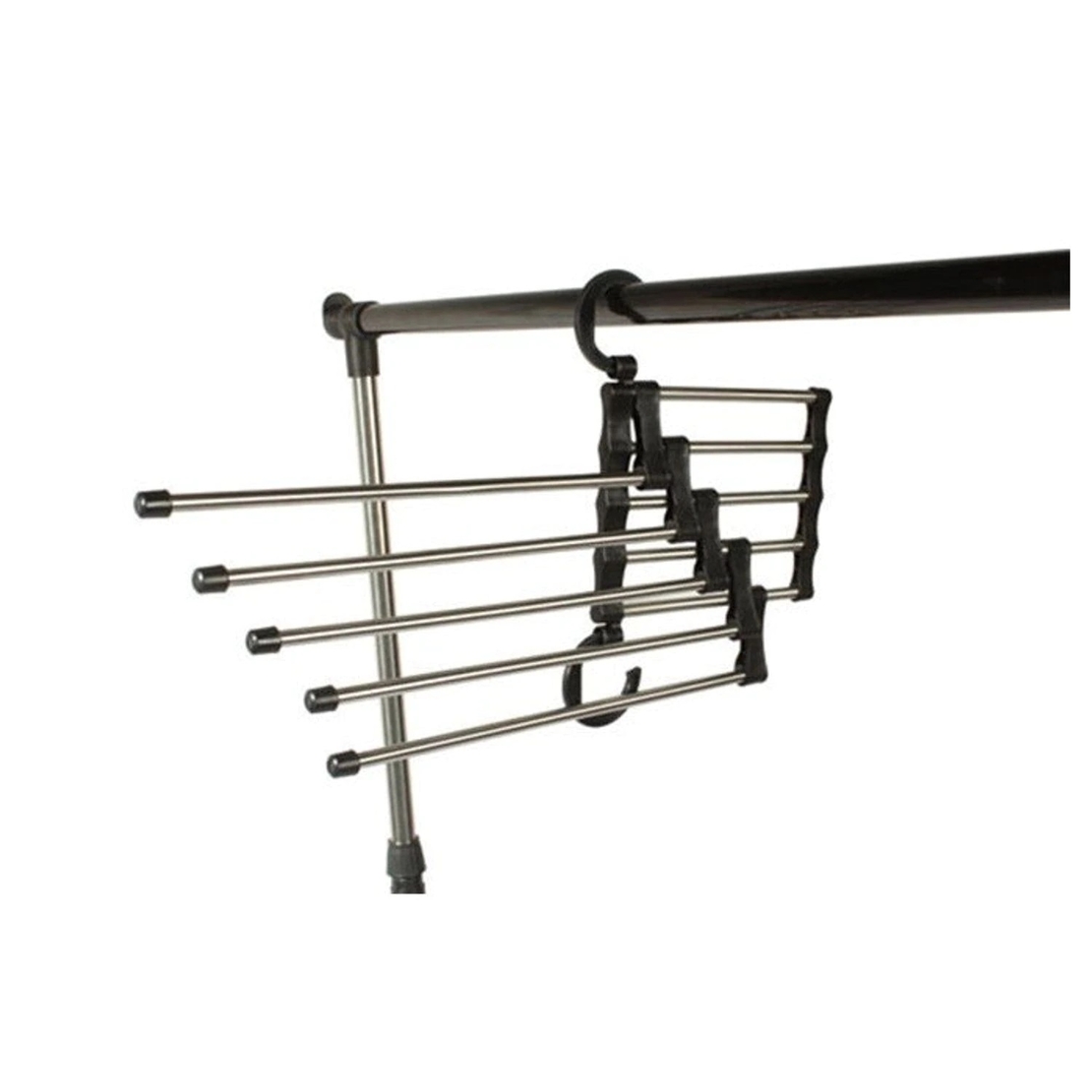 Umeras Pliabil Neo™ Organizator Compact® pentru perechi de pantaloni, cu tije din inox, 48 x 15 cm, Carlige Negre