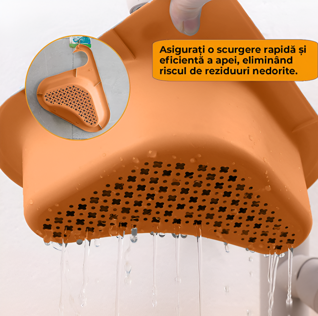 Cosulet de Scurgere Neo™ pentru Chiuveta, Forma de Lebada, Prindere de Baterie, Portocaliu