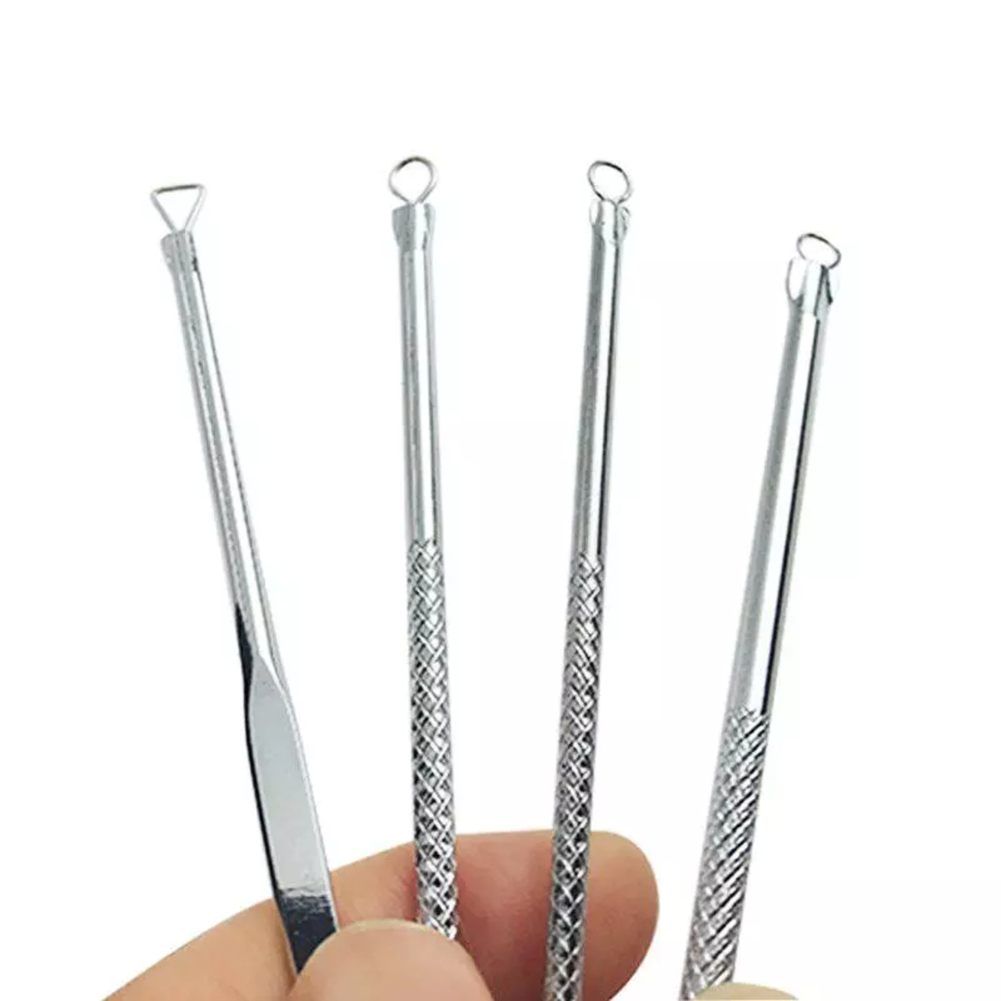 Set 4 Pensete pentru Extractie Puncte Negre, Cosuri, Acnee, Comedoane, Neo™ Premium, din inox, metalice