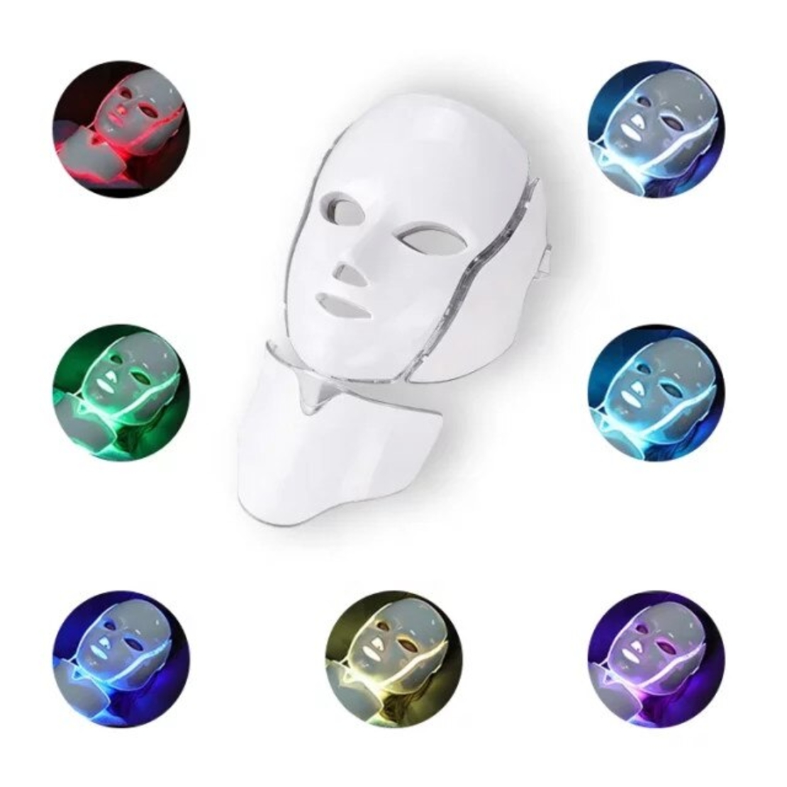 Masca Fototerapie Fata LED, Curent Galvanic, Anti-imbatranire, Indepartare Riduri fine, Lifting, Cearcane 7 Culori LED Facial 9 trepte