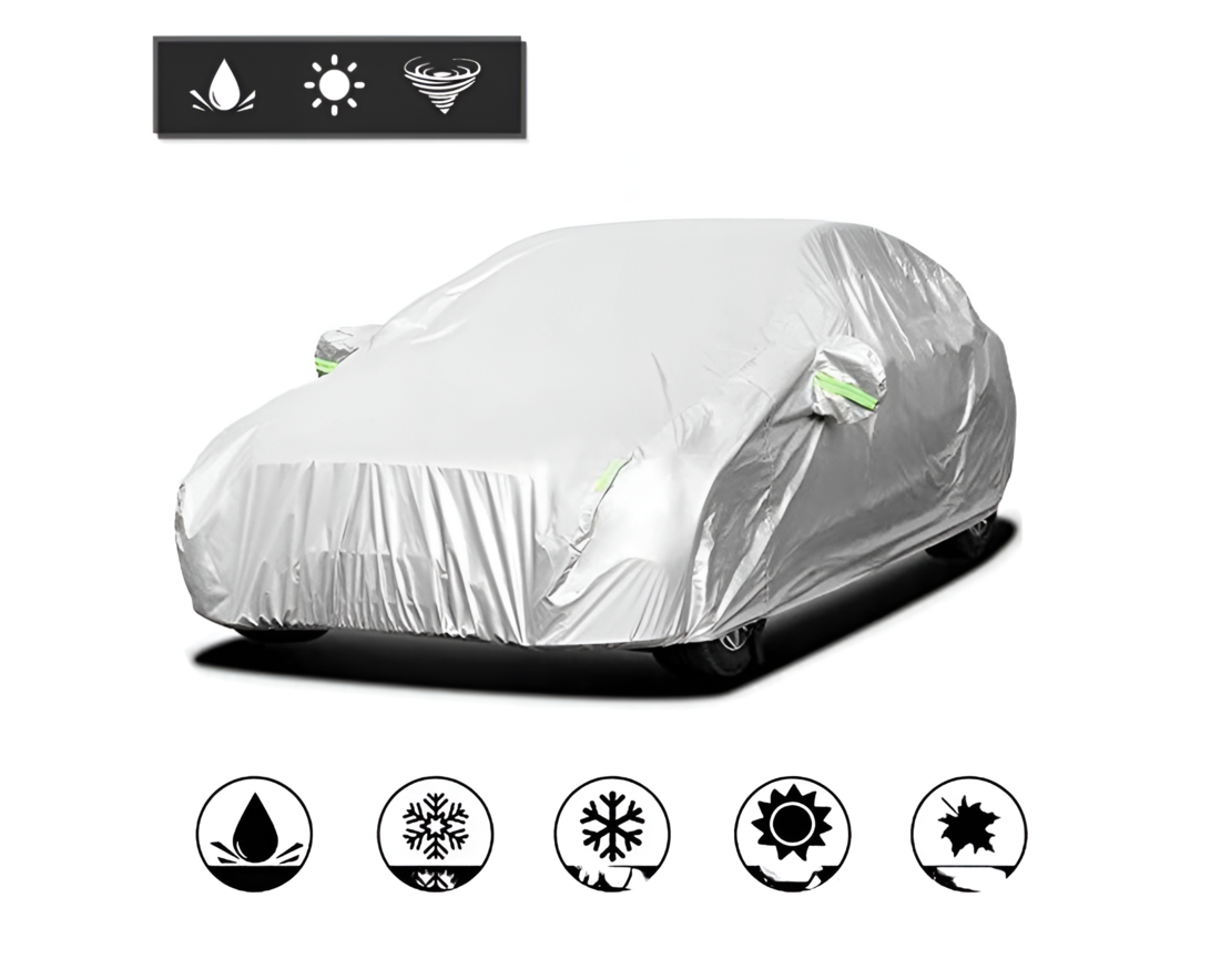 Prelata Auto Impermeabila Universala, Culoare Gri, Cu Dungi Reflectorizante, Marimea M, Neo™