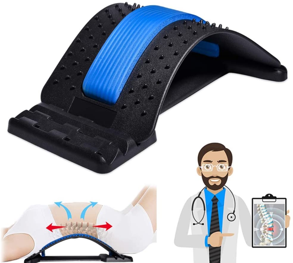 Dispozitiv de Masaj Lombar si Stretching Neo™ cu Functie de Presopunctura si Stretching maxim 150 kg, Albastru