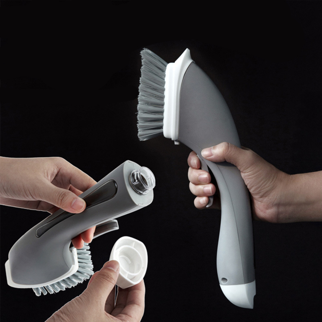Perie Profesionala de Curatare Multifunctionala Neo™ Cleany® cu rezervor si pulverizator de sapun, si buton, 30 cm lungime, gri