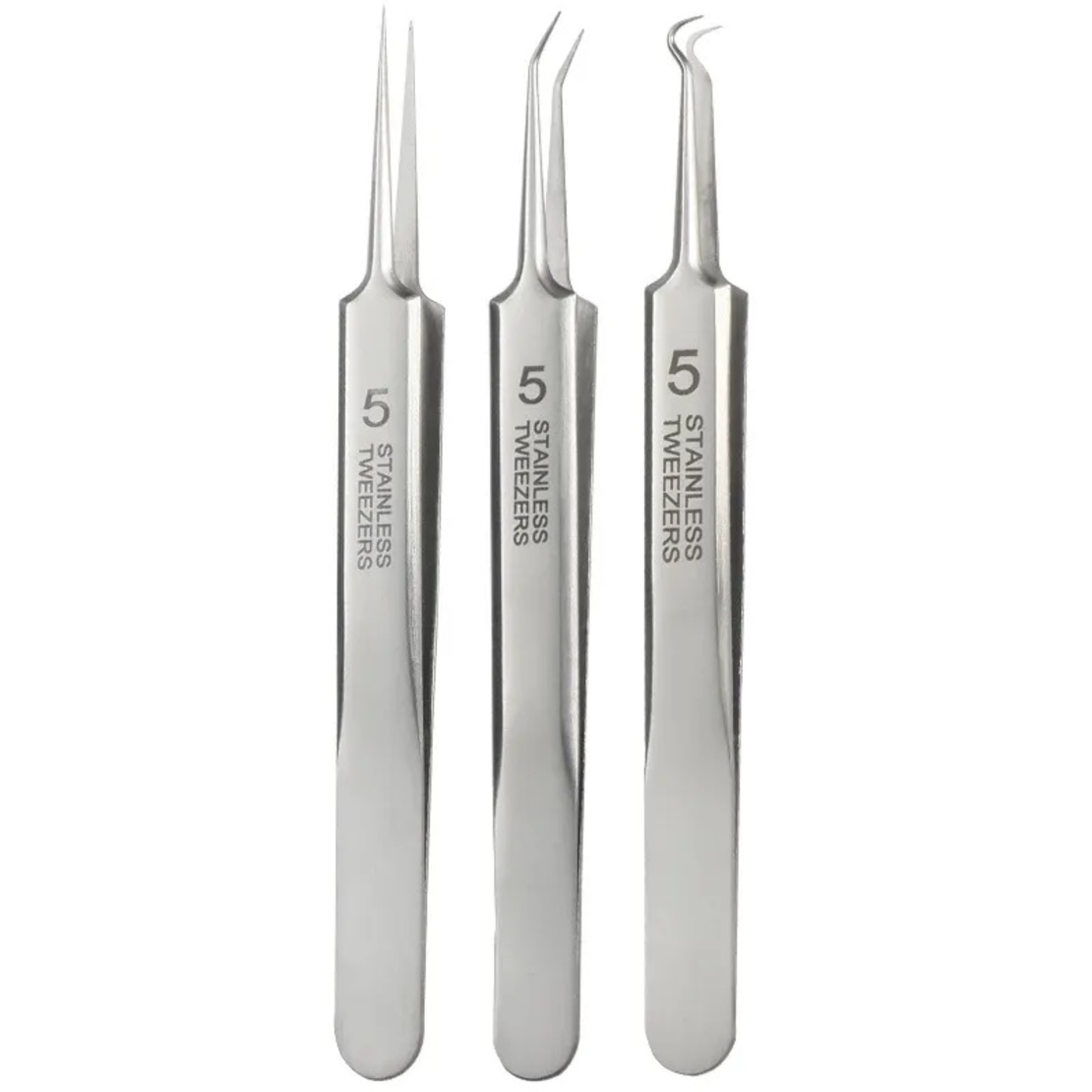 Set 8 pensete pentru extractie puncte negre, comedoane, acnee, ustensile cosmetice din inox, metalic, Neo™ Premium®