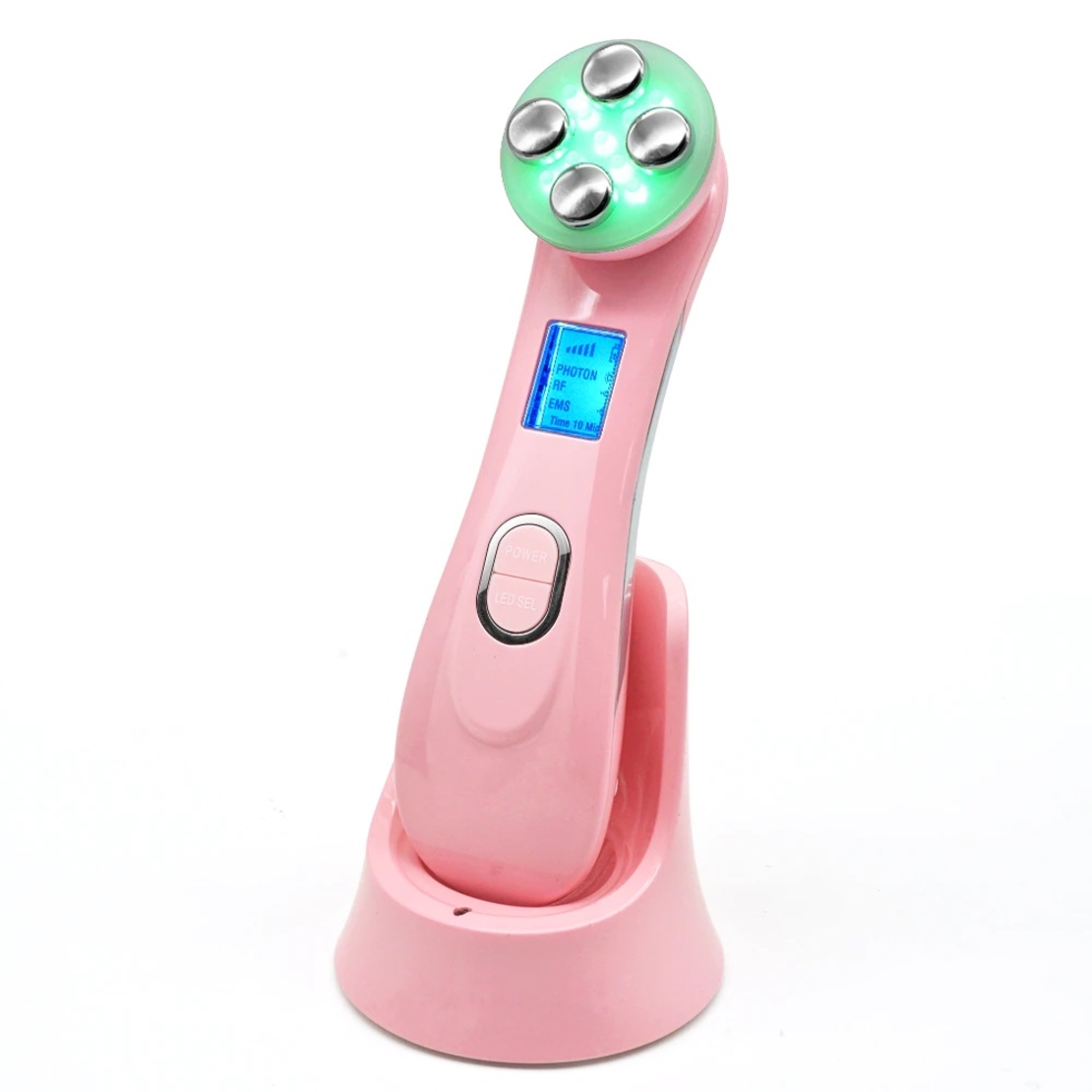 Aparat Profesional ingrijire faciala Rejuvenare cu Fotoni 5 in 1 Neo™ Photon, intinerire piele, efect anti-rid, tratament Electroporare, RF lumina LED, inchide porii, elimina acneea, Roz