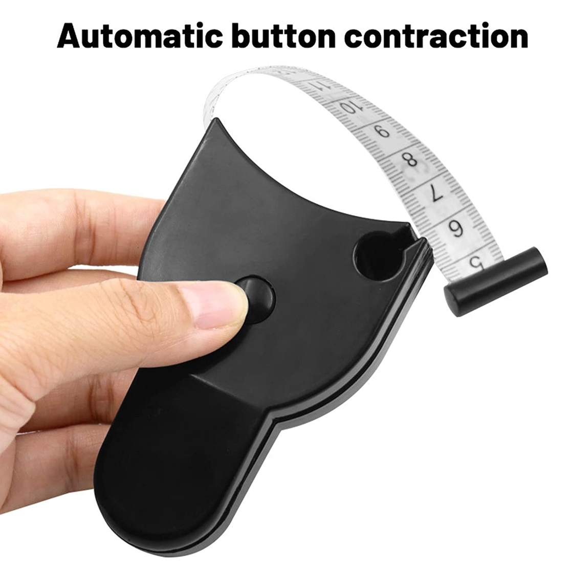 Ruleta de croitorie Neo™, F150, Auto-strangere, Lungime de pana la 150 cm/60 inch, Stift de blocare, Negru