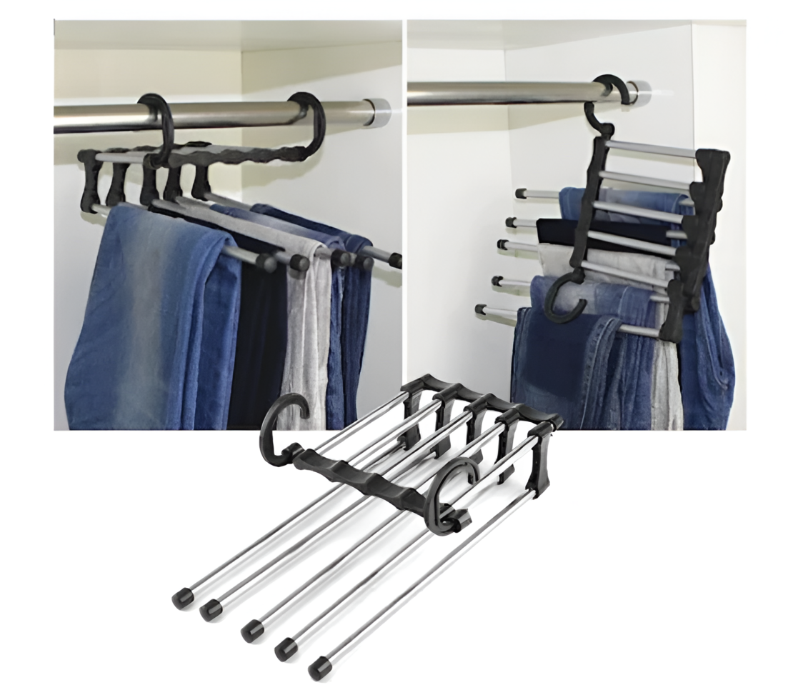 Umeras Neo™ pentru Pantaloni/Prosoape, Tip Cascada, 5 brate Extensibile, Negru