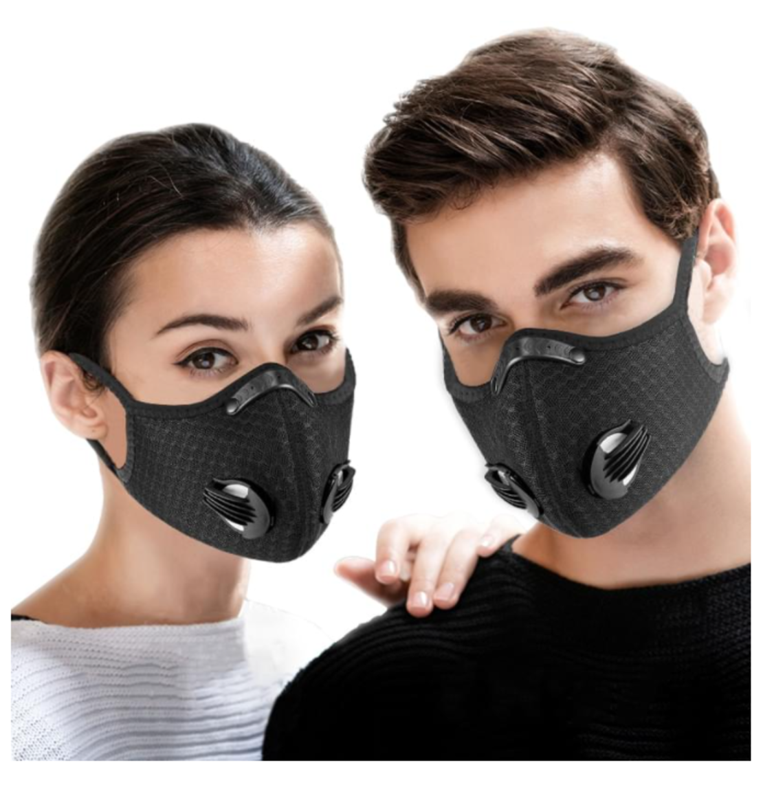 Masca Neagra de Protectie, Aspect Modern, Sport, cu Filtru de Carbon, 2 Valve