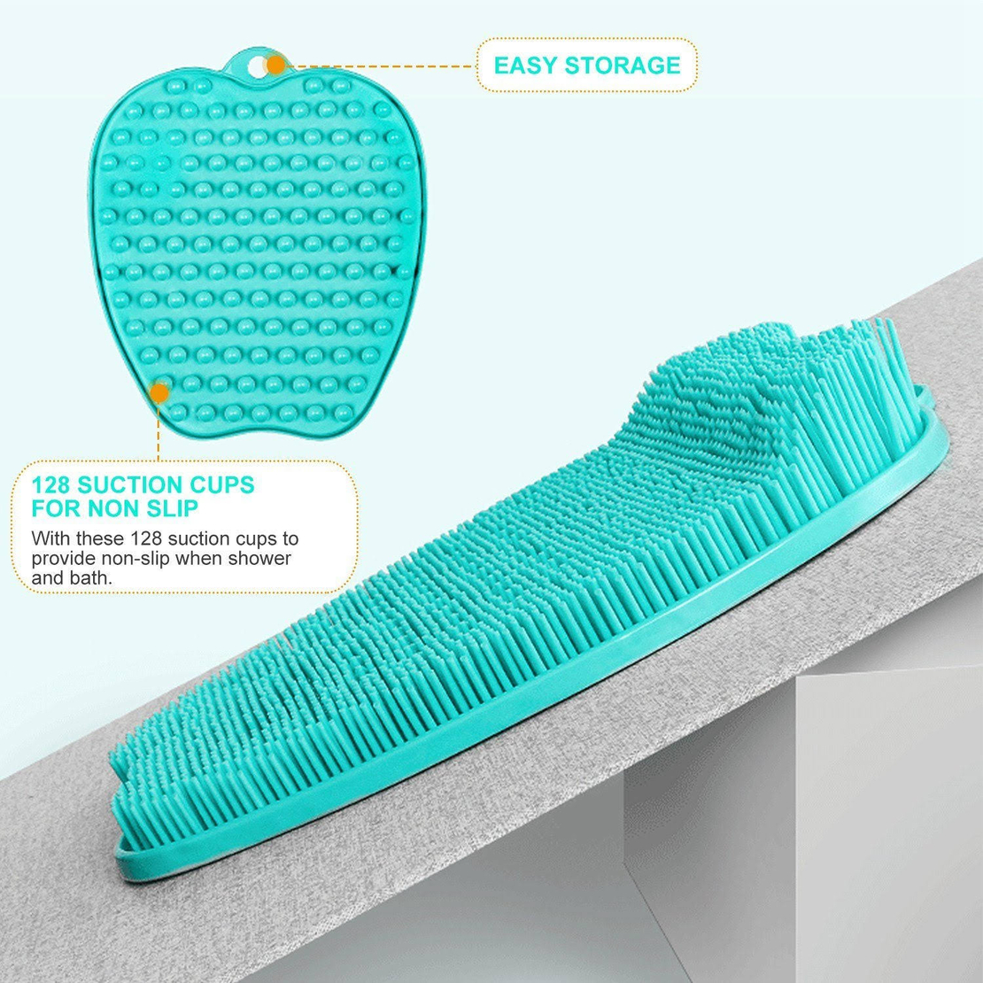 Covoras pentru baie sau dus, 2 in 1 din silicon pentru masaj, antiaderent, functie Masaj Picioare, Curatare spate, Neo™ Bath®, 30 x 30, Verde