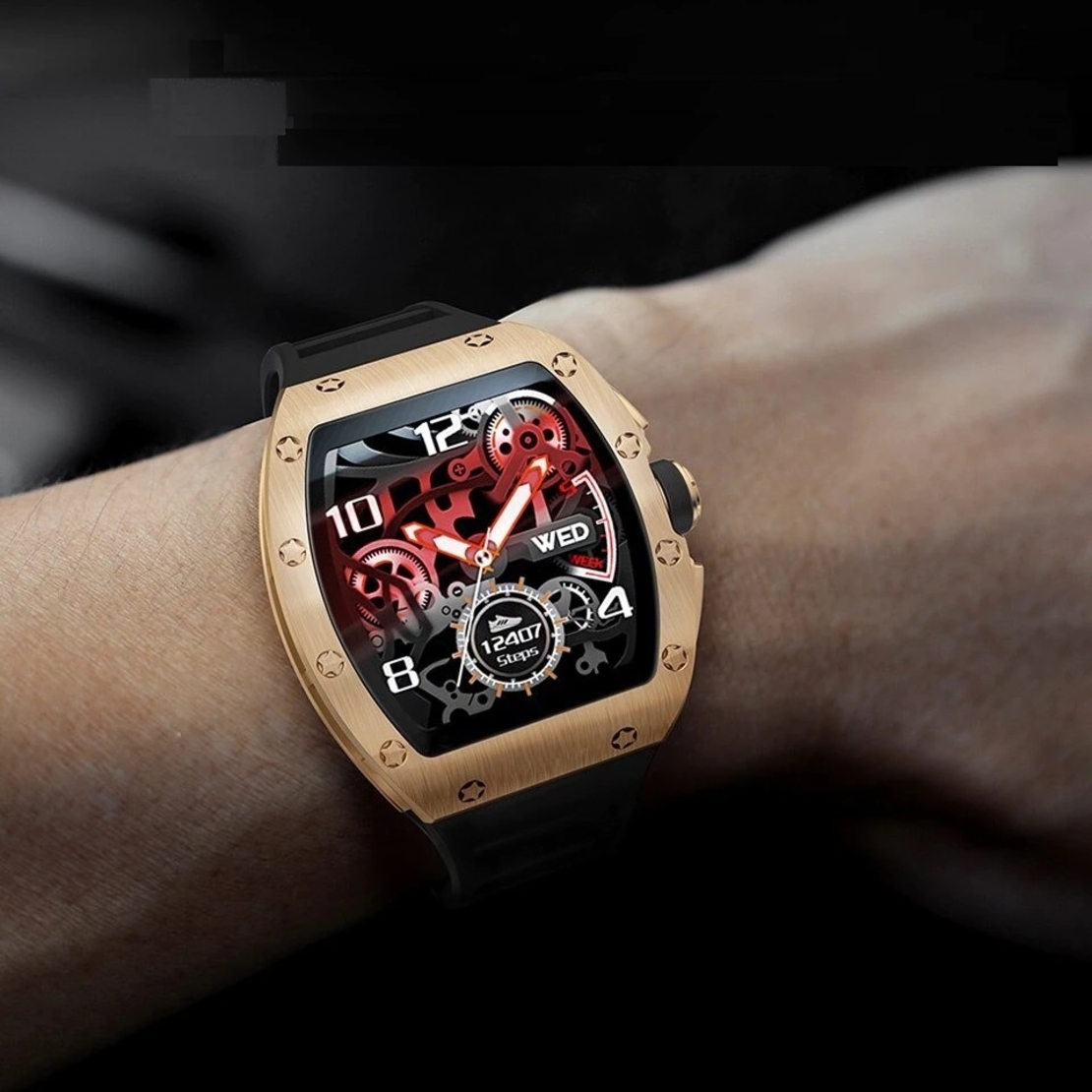Ceas Smartwatch Neo™ Smart Wear Premium, Auriu, Display IPS, Calorii, Puls, Tensiune Arteriala, Saturatie Oxigen Din Sange, Impermeabil