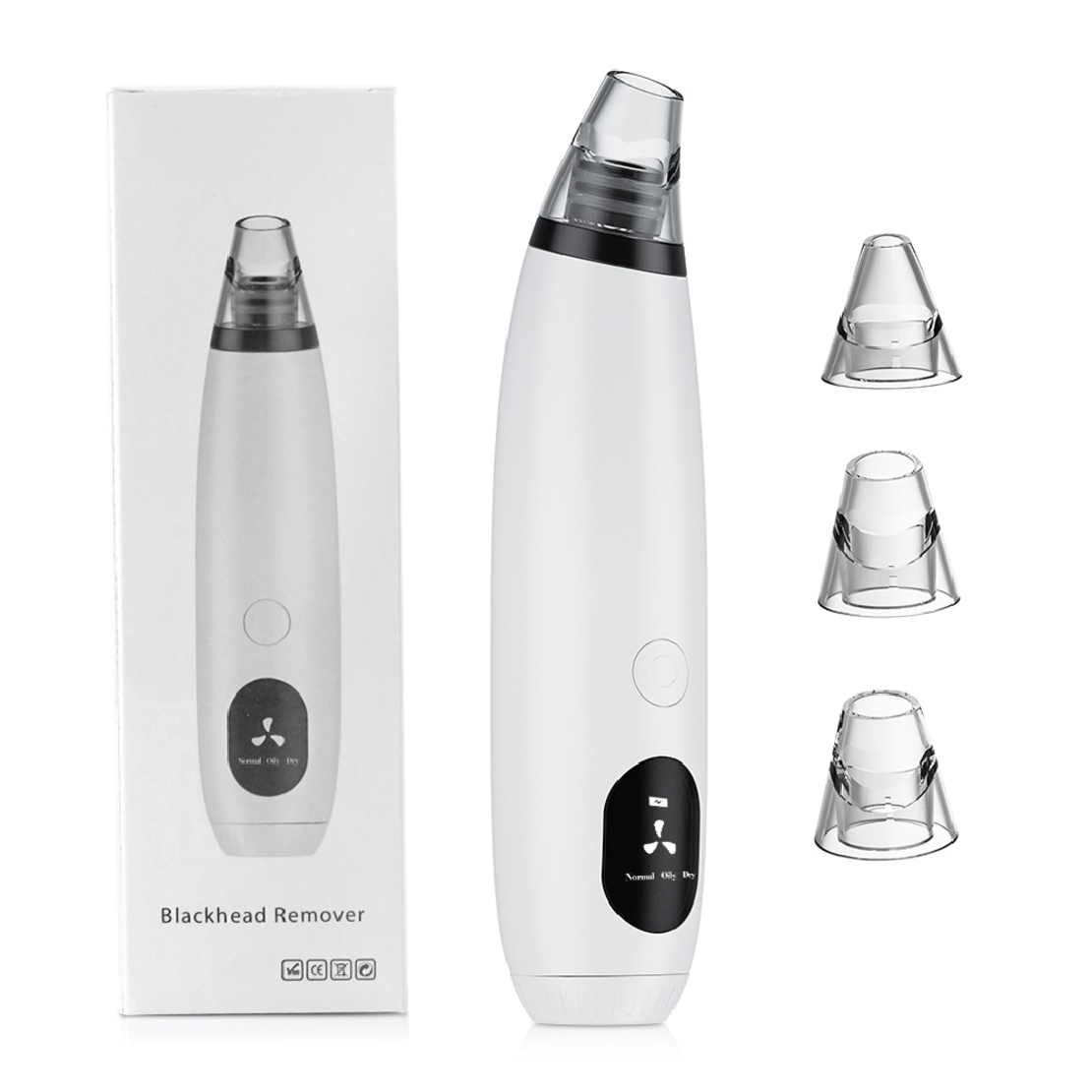 Aparat indepartat puncte negre, Neo™ Premium, cu vacuum, 3 capete, Puteri ajustabile, Ingrijire faciala, Curatare faciala, Acnee, cu Baterii, Alb