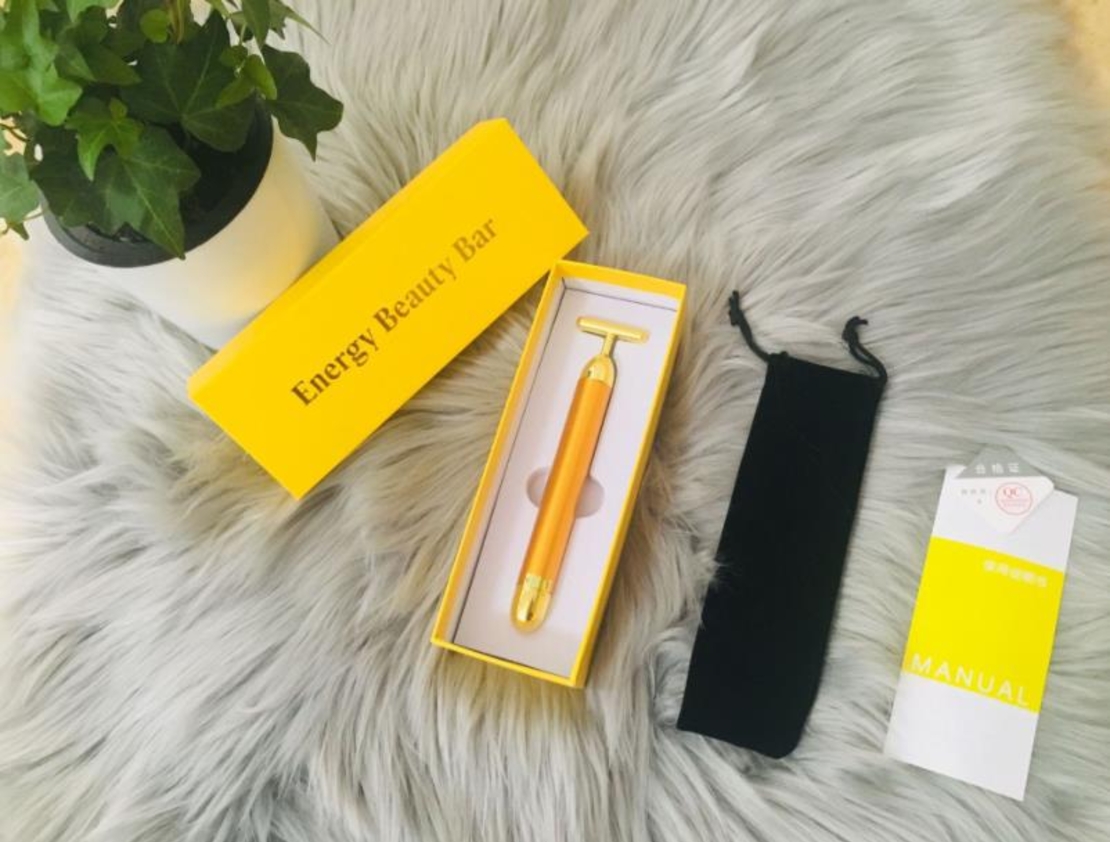 Aparat lifting facial NUODWELL, 24 K Energy Beauty Bar, semiprofesional, impotriva ridurilor, cu vibromasaj