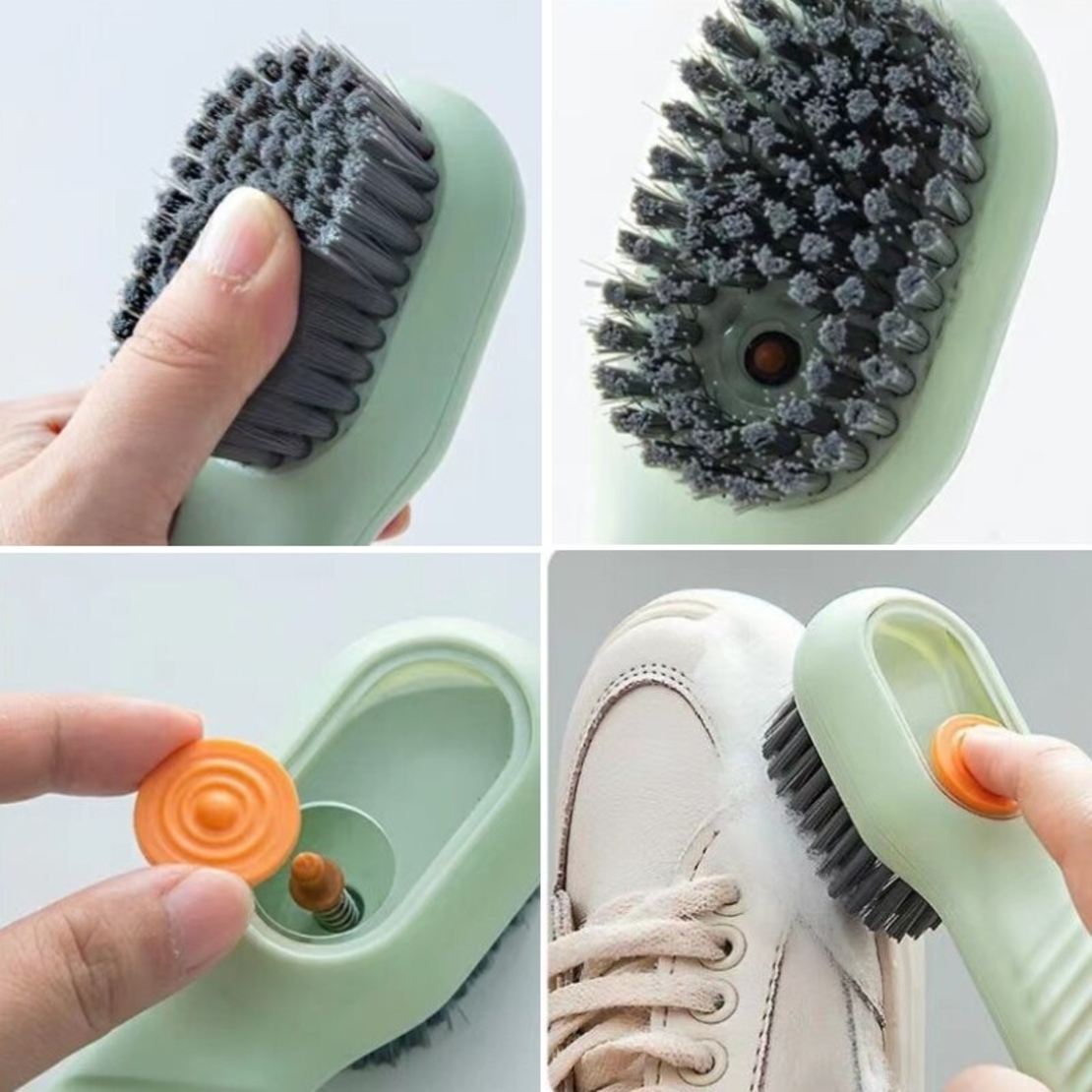 Perie de Curatare Multifunctionala Neo™ Cleany® cu recipient si pulverizator de sapun, 17 cm lungime, verde