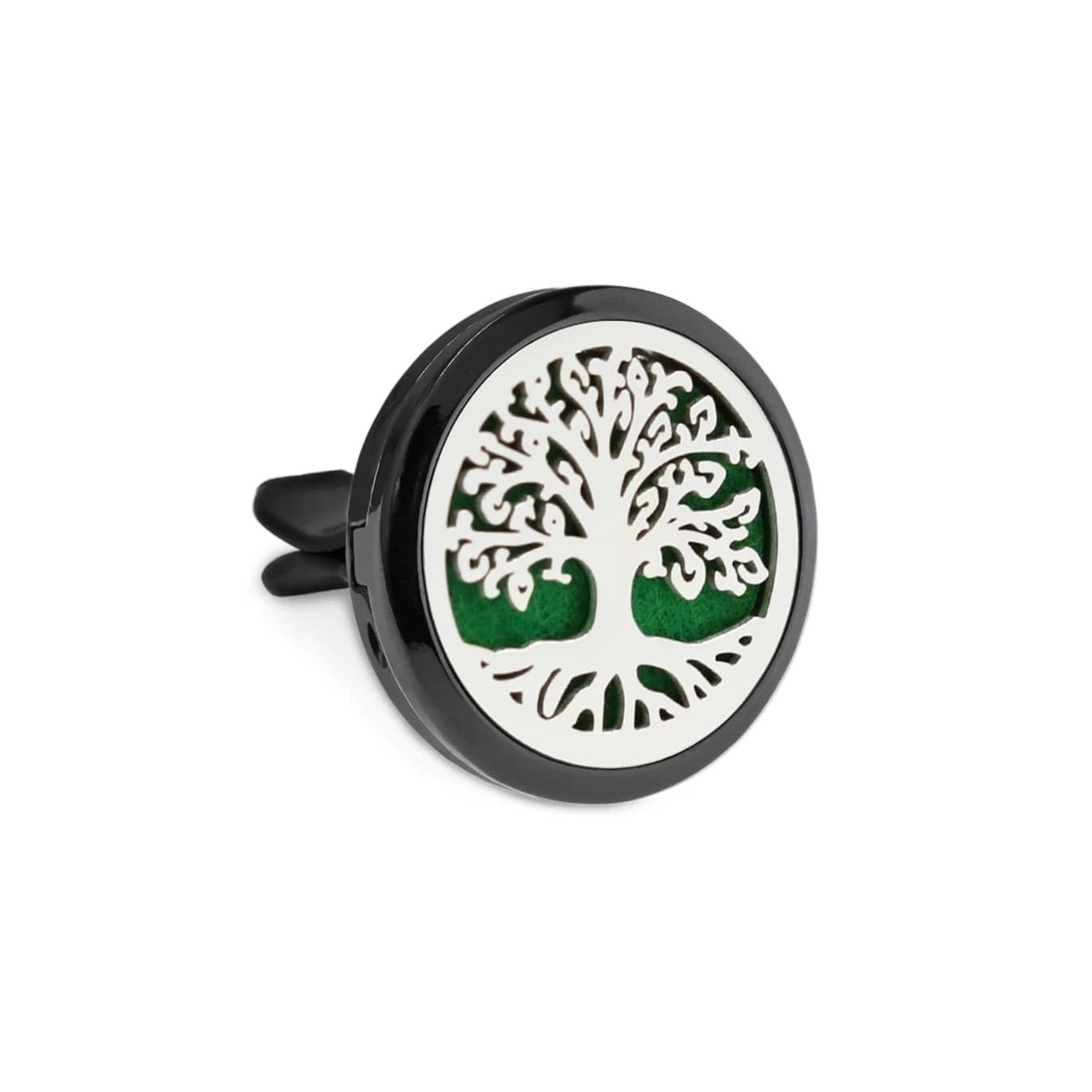 Difuzor auto aromaterapie Neo™ Aroma®, pentru uleiuri esentiale, Tree of Life, 1 pad burete inclus, argintiu / negru