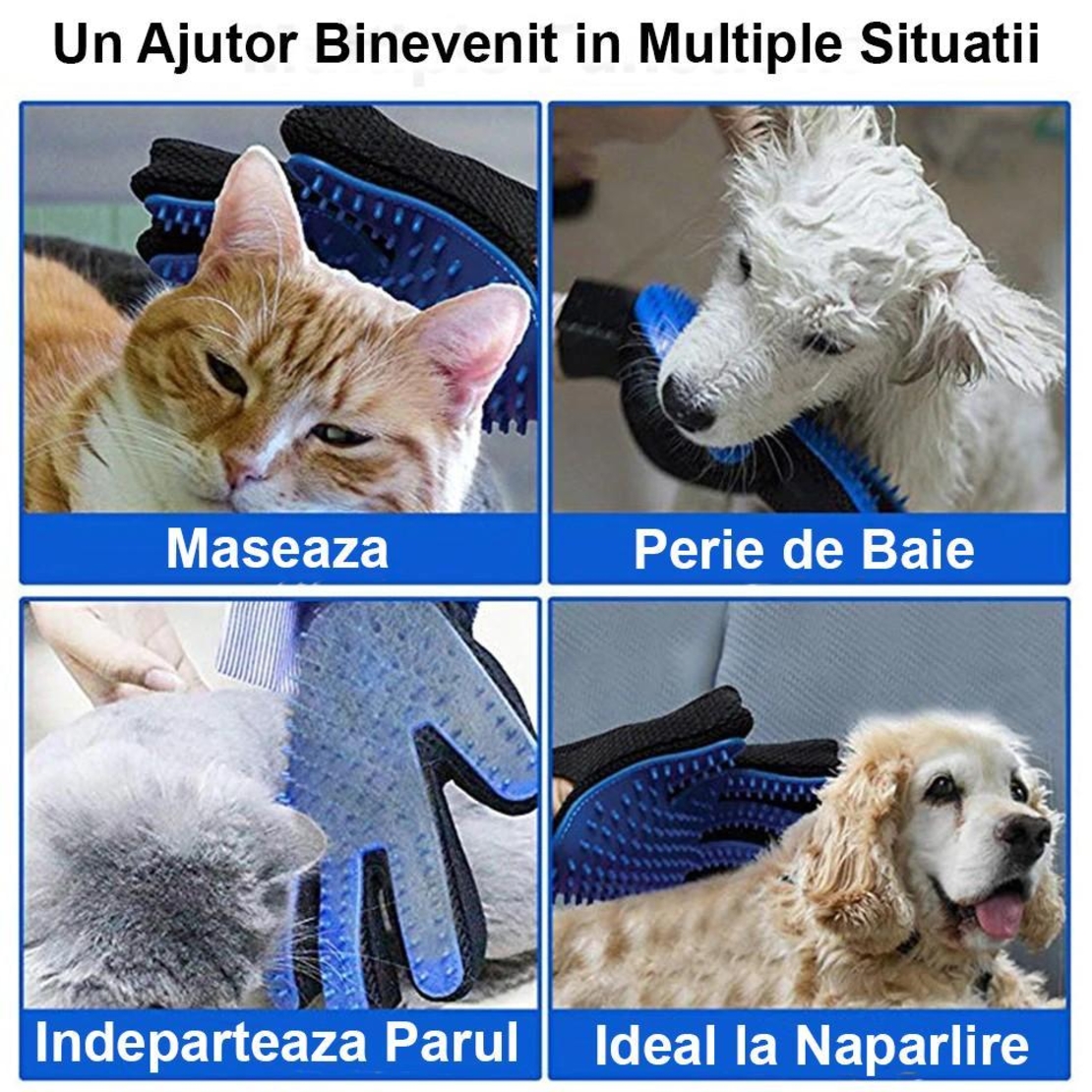 Manusi pentru Periat si Masat Animale de Companie, Set