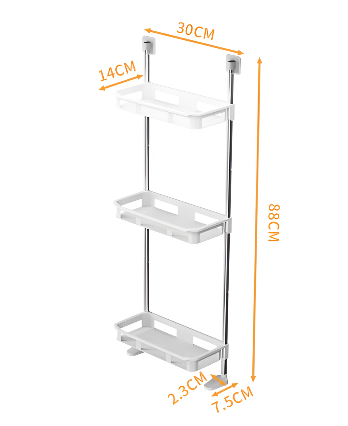 Suport pentru Baie cu 3 Rafturi, Alb/Gri, 30 x 14 x 88 cm, Neo™