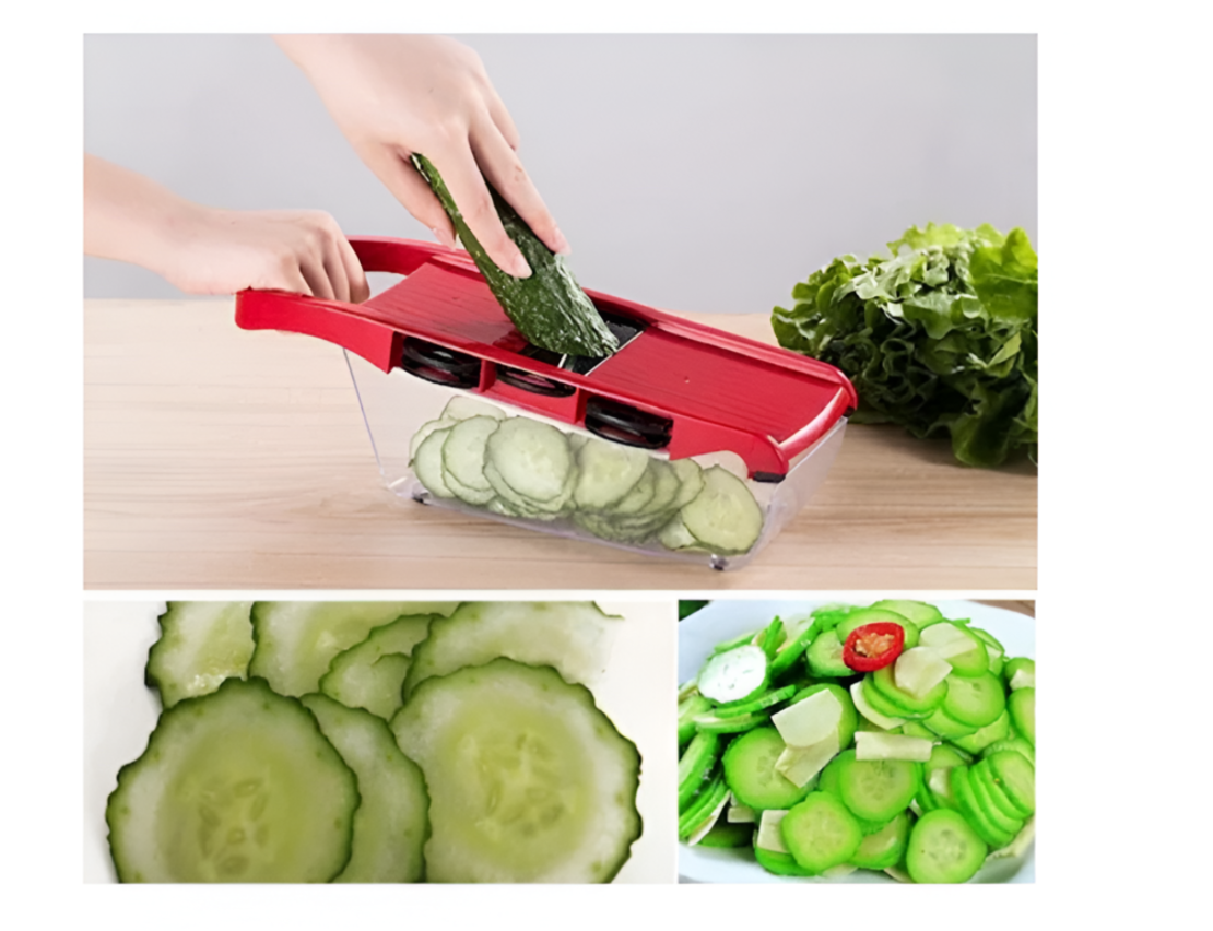 Set Razatoare Neo™ 10 in 1, pentru Taiere si Razuire a Legumelor si Fructelor, Rosu