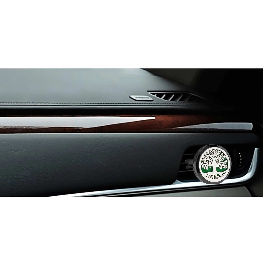 Difuzor auto aromaterapie Neo™ Aroma®, pentru uleiuri esentiale, Tree of Life, 1 pad burete inclus, argintiu / negru