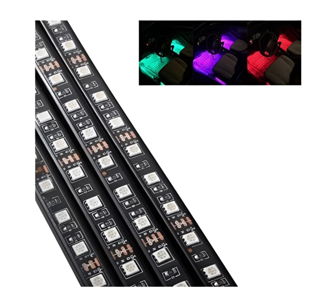 Set 4 lumini ambientale auto, Intensitate reglabila, Interfata USB, Control aplicatie, Multicolor, Neo™